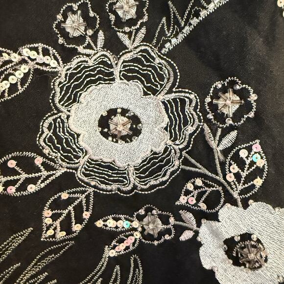 VTG Anne Carson Skirt Sz 10 Silk Linen Embroidered Sequins Festival Fairygrunge - Picture 4 of 15